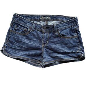 Guess Jeans Y2K Low Rise Short Shorts Womens 29 Blue Embroidered Stretch Denim
